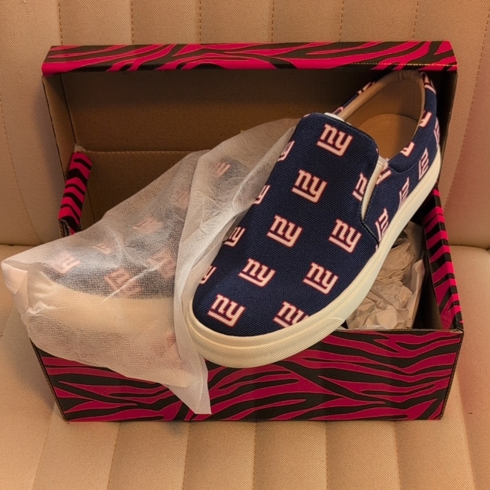NFL Navy Blue and White Slip-On Sneakers